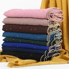 printed beaded plain bubble pleated chiffon scarf hijab