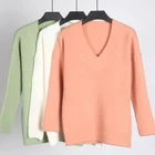 Women Knitwear Manufacturers Wholesale Solid Color V Neck Loose Knit Sweater Pullover Top