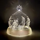 Luminous Crystal Jesus Birth Scene Music Box, Glass Christmas Decoration Music Box, Led Musical Nativity