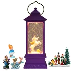 Battery Operated Swirling Glitter Water Christmas Snow Globe LED Lighted Lantern