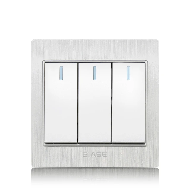 China House Three Gang Electric Button Switch With Copper Alloy Touch Point