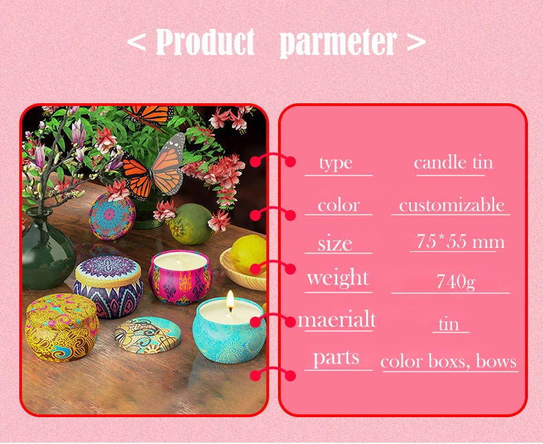 hot european candle gift sets custom retro patterns travel metal
