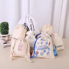 Customized Logo Printing Handmade Drawstring 100% Recycled Cotton Canvas Jewelry pouch