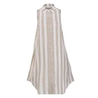 New yellow casual long women strap button dress