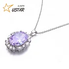 Top Fashion Purple Color Crystal Pendant Necklace For Women Silver Necklace 925 Sterling Plating Jewelry Chain necklace