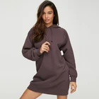 Yunyafashion Custom Fashion Ladies Winter Oversized Fleece Hooded Sweatshirt Mini Dress