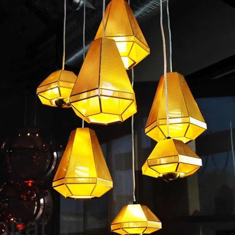 Nordic modern industrial stainless steel diamondshape pendant light led