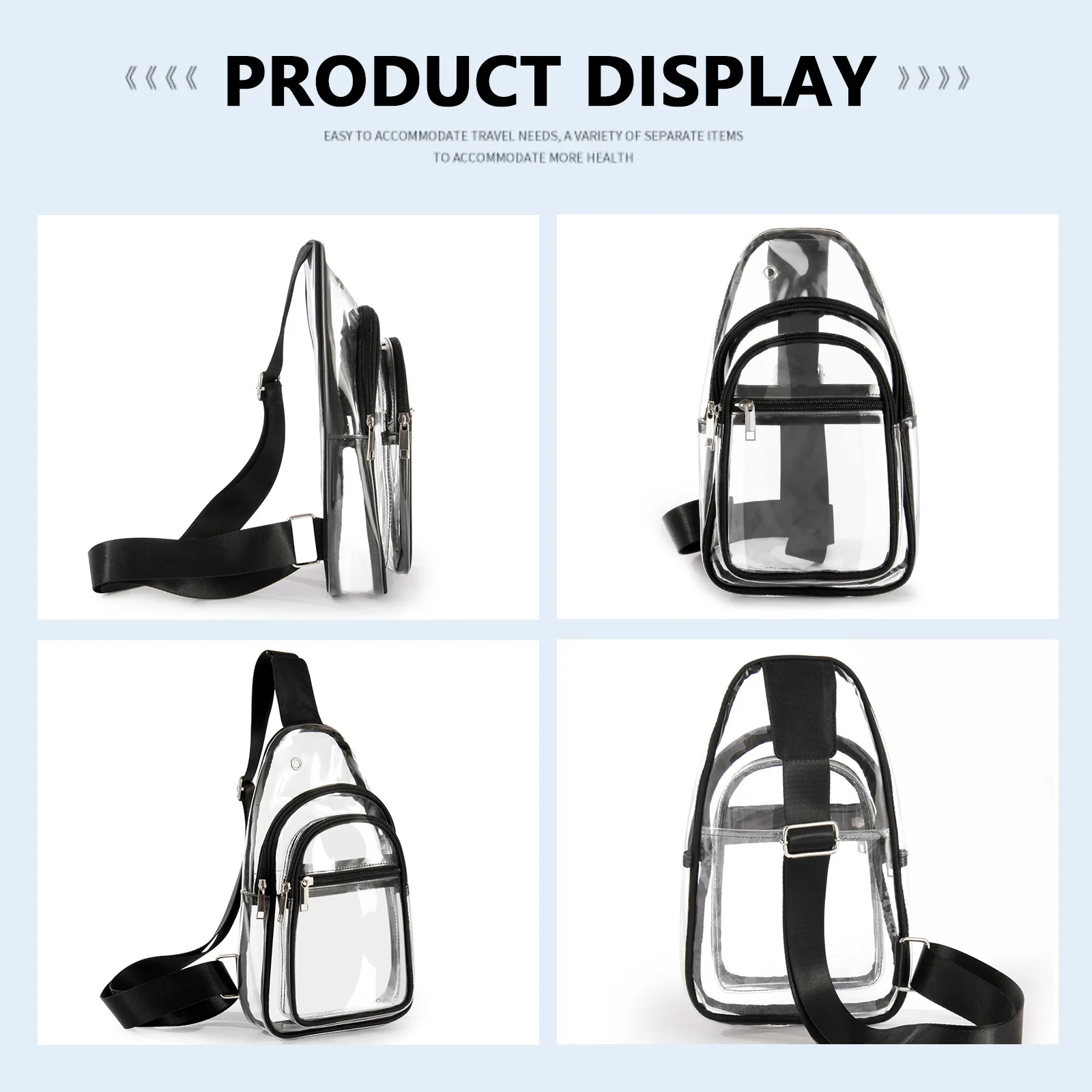 Custom Pvc Clear Bag Stadium Approval Travel Single Shoulder Bag With