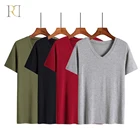 Cheap blank custom good quality men summer v neck plain t shirts