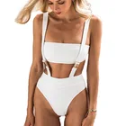 2020 explosion models new solid color pit straps belt buckle integrated bikini one-piece swimsuit sexy swimwear