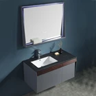 K602 Luxury grey wall mount installation marble vanity top bathroom hotel vanity base