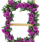 Multiple Color Selection 16 Flowers Rose Vine Vintage Gold Ivory Fabric Flower Bride Hair Vine Plastic Flower Vine