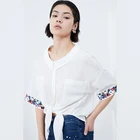 2019 new french sweet lace stitching white lace designs girl embroidered blouse
