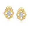 Elegant two tone gold jewellery women 925 silver clover stud earrings