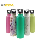 17oz printed stainless steel vacuum water bottle thermos flask with flip straw