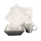 High Quality Customized Design Eco-friendly Square Durable Ceramic Porcelain White Dinnerware Tableware Dinner Sets