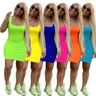 Summer Dresses 2020 NB8399 Women Summer Casual Solid Basic Bandage Bodycon Dresses