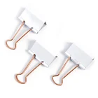 Rose gold Metal Binder Clips Assorted Sizes Acceptable OEM logo Dovetail clip Paper clip Factory direct selling