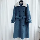 2019 Myfur Long Design sheep skin fur women winter clothing real fur trench coat women