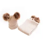 Hot selling custom multi color wholesale beanie kid pom pom knitted hat scarf