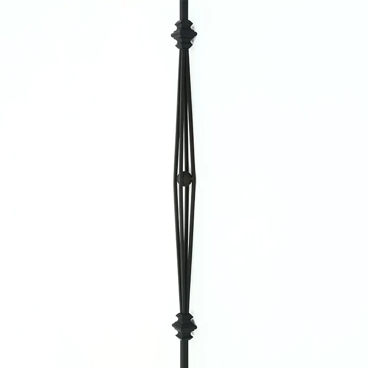 Satin black gray gold hollow iron balustrade interior staircase