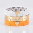2019 Hot Sale Rainbow Bright T Shape Enamel Tile Bracelet Tile Bead Stretchy Bracelet