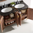 60inch Double Sink Marble Basin Classic Modern Wood Bathroom Vanity Cabinet