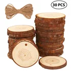 Crafts Natural Wood Slices 30pcs/set Semi-finished Wood Slices With Holes Suitable For Christmas Decoration DIY Crafts