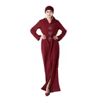 2019 latest fashion wearing hat hand-stitched beaded rhinestone casual Muslim women cardigan abaya