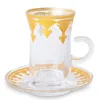 18pcs coffee tea sets purple color with gold plated glass coffee tea sets arabic style coffee tea cup