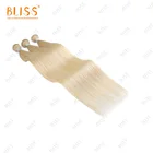 Bliss Raw Color 613 Human Hair Bundles Blonde Cuticle Aligned Virgin Hair Extension Meches Humain Bundles with Closure