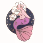Top quality hot selling copper plated cute mermaid custom silkscreen metal hard enamel lapel pin badge maker