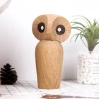 Nordic Creative home decor for wooden animal and figurines owl Desktop solid wood Figurine ornament