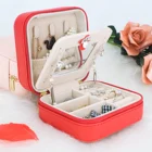 High Quality Custom Logo Printed Jewellery Storage Case Pu Leather Small Travel Jewelry Organizer Box For Girls