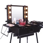 Trolley Lights Wholesale Professional Rolling Makeup Trolley Case Cosmetics With Lights