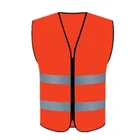 zipper free size logo print zipper reflective vest safety vest with pockets
