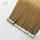 golden brown virgin remy russian human tape in hair extensions