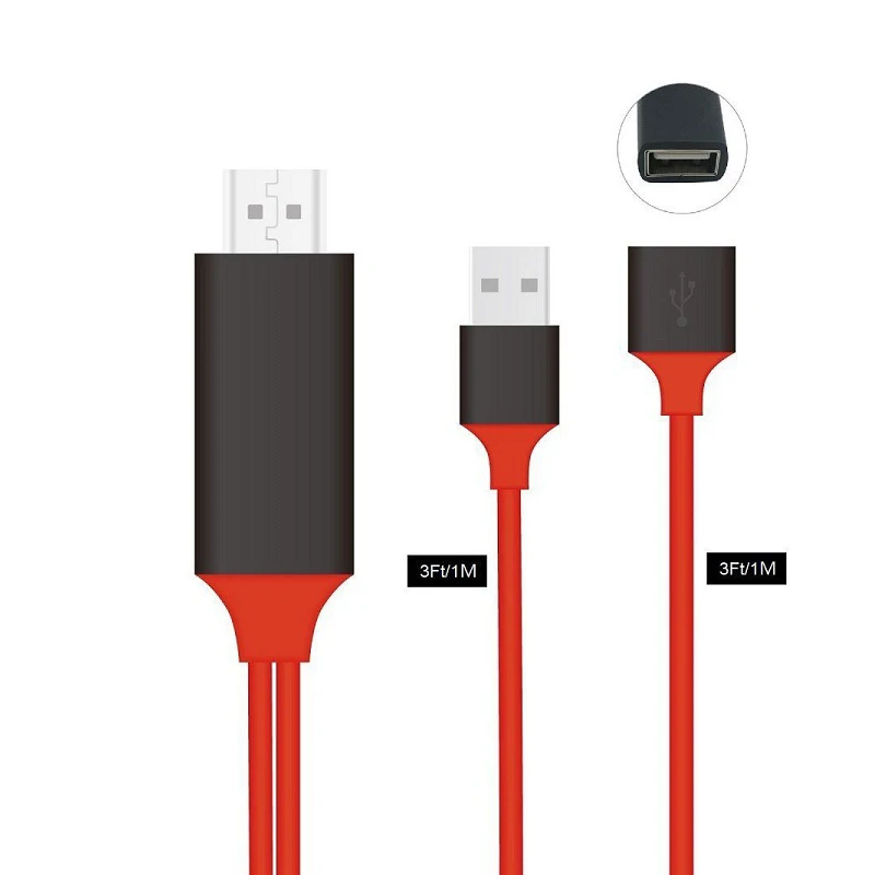 Factory price USB to HDMI Cable with USB Charging 2 meters for iPhone/Android/Type c TO Hdmi - ANKUX.COM