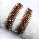 1.5cm red rhinestones iron on backing decorative tape hot fix trim for uniform and dress