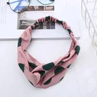New arrival custom design polka dots printed elastic twisted knot wrap turban silk headband for women