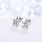 Korean Luxury Charming Star 925 Sterling Silver Full Pave Crystal Cubic Zirconia Stud Earring
