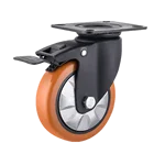 Factory Supply Mid Heavy Duty 6" Swivel Brake And Lock Orange PU Handle Trolley polyurethane wheels and casters