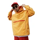 men's zippered side seam pocket embroidered casual hooded men's jackets coats
