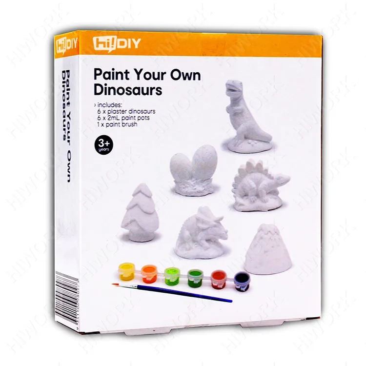 own dinosaur figurines with painting brush and pigment - buy diy