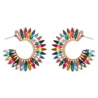 Metal Hoop Earring With Colorful Crystal Earrings Gold Plated Statement Earrings For Women