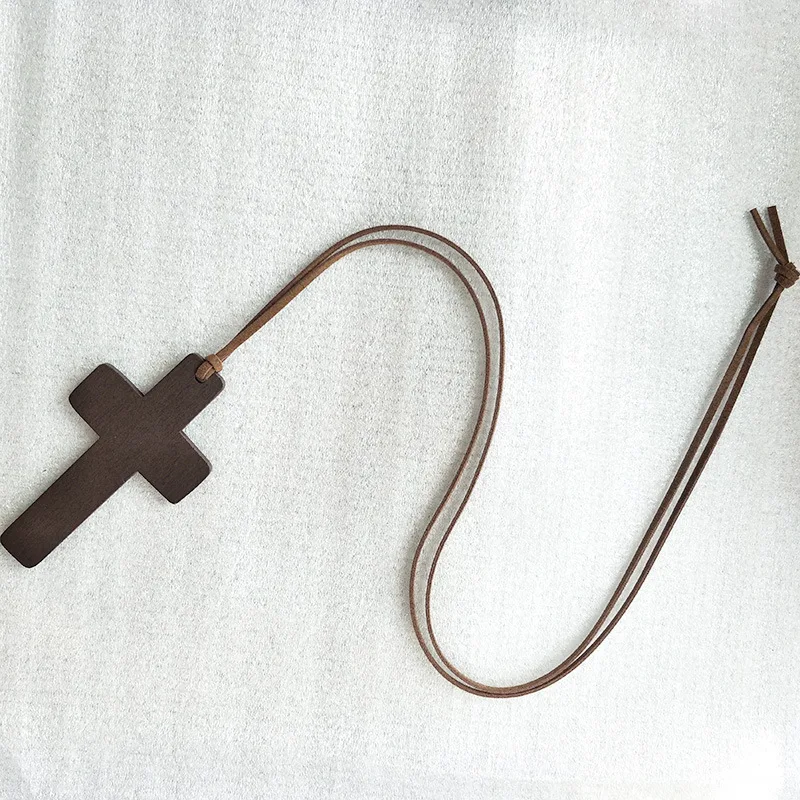 Hot Selling Wooden Cross Necklace With Leather Cord Buy Cross