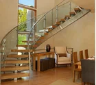 stainless steel curved stair with wood tread