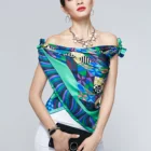 100% Pure Silk Twill Satin Women Square Custom Digital Printed Silk Scarves Foulard De Soie