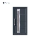 24 Inches Exterior Brown Aluminium Profile Framed Safety Back Door With Glass Picture
