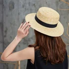 Promotional sun protection floppy straw boater summer hats wholesale straw hat for women
